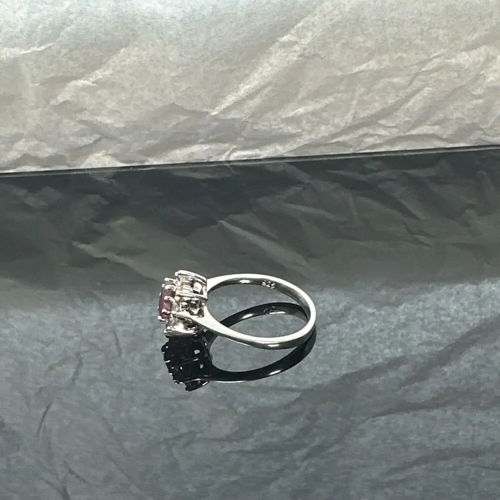 925 Sterling Silver Pear Ruby-Created Halo Ring Size 6 – 2.6g NV Marked